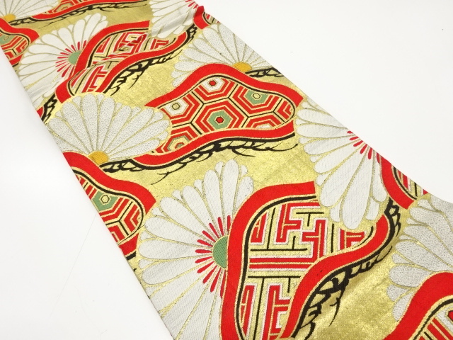 JAPANESE KIMONO / ANTIQUE OBI FOR DANCE / WOVEN PINE & CLASSICAL PATTERN